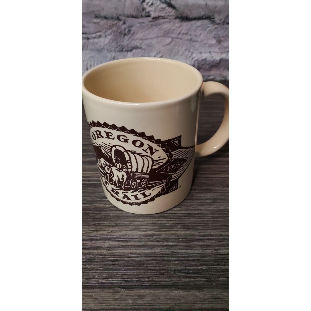 OREGON TRAIL COFFEE MUG 1843 to 1993 Art Deco Print Mug Covered Wagon
